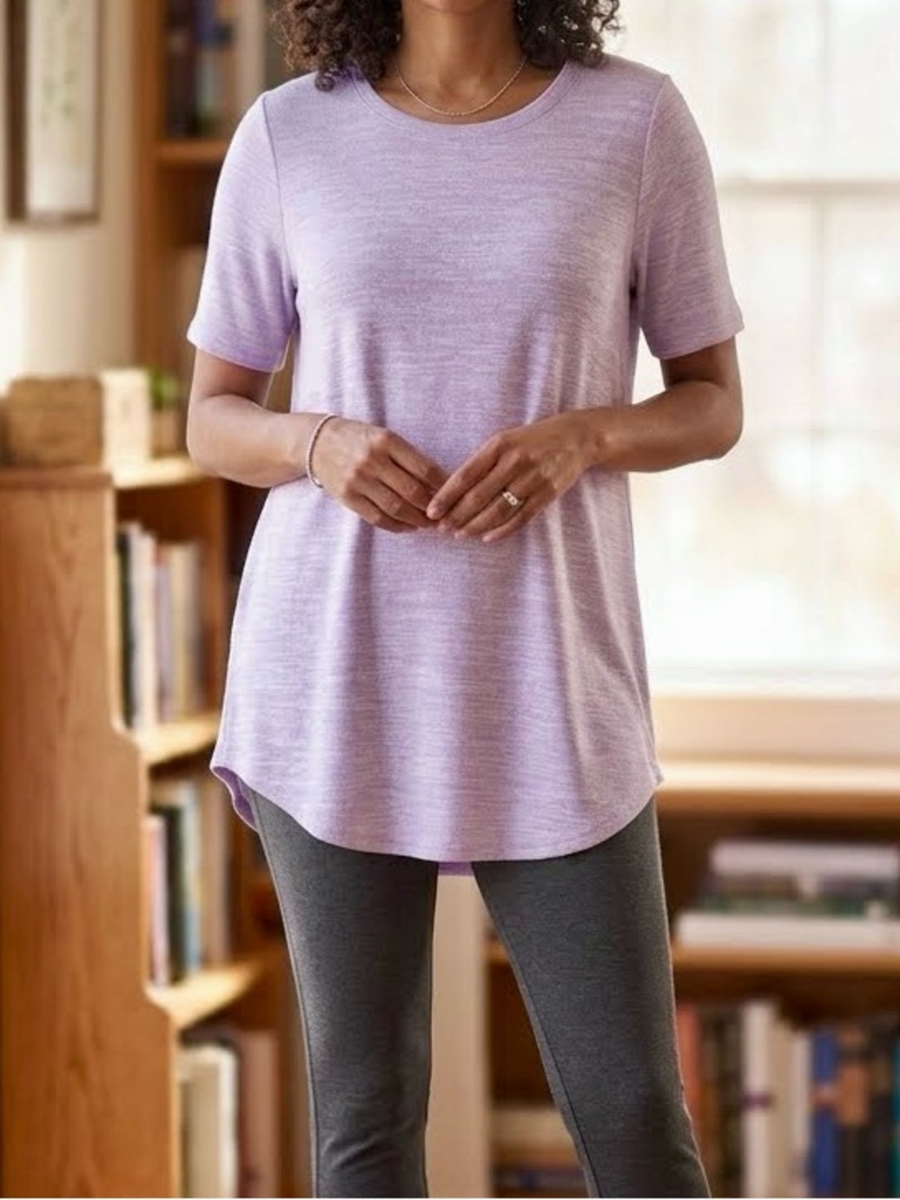 Member’s Mark Lilac Purple Scoop-Neck Short-Sleeve Tunic Tee XL NWT